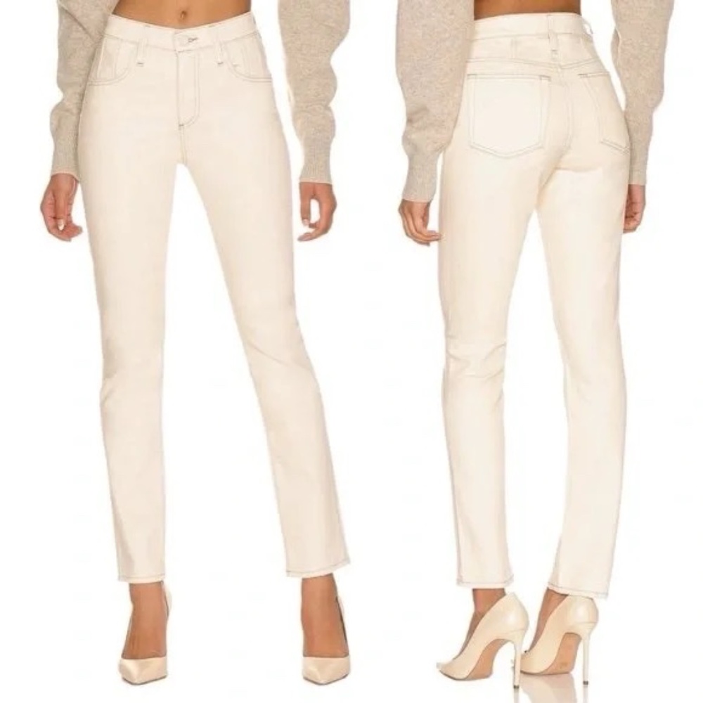 AG Adriano Goldschmied Paneled Mari High-Rise Slim Straight Jeans 27R